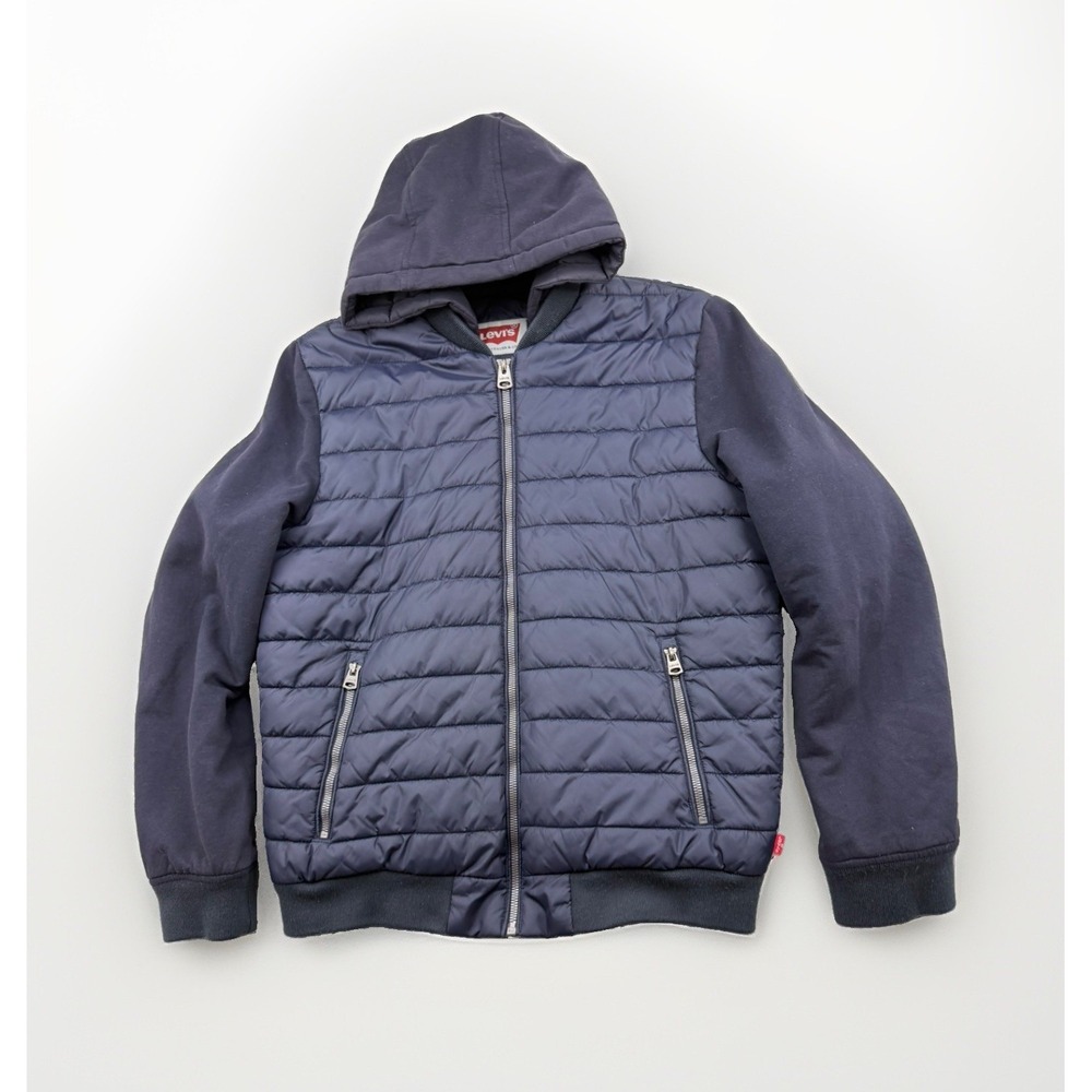 Levi's Navy Puffer Jacket Sweater Hooded Men's Size Medium Longsleeve Outdoor